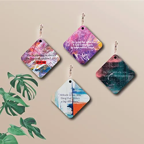 woopme® 4 PCs Quotes Printed Wall Hanging For Home Living Room Office Restaurant Hall Wall Decor (8 x 8 Inch)