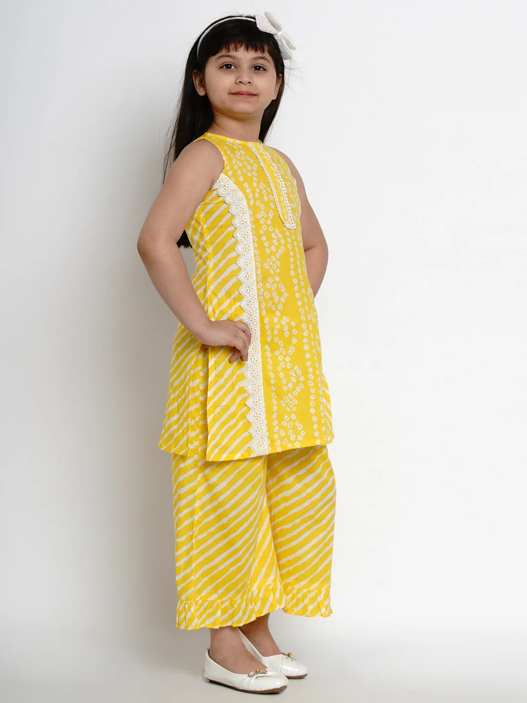 Yellow Bandhej Kurta & Palazzo