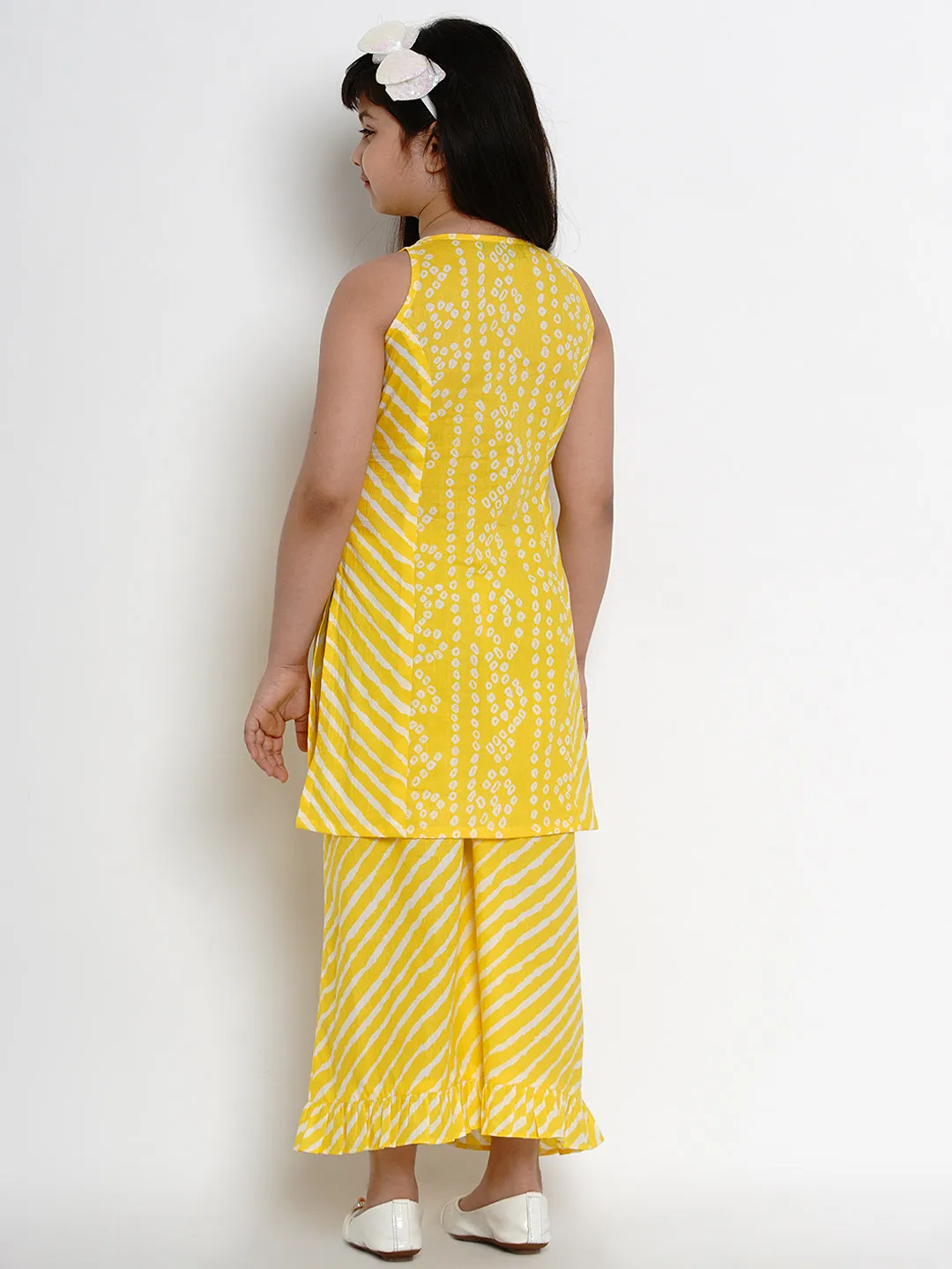 Yellow Bandhej Kurta & Palazzo