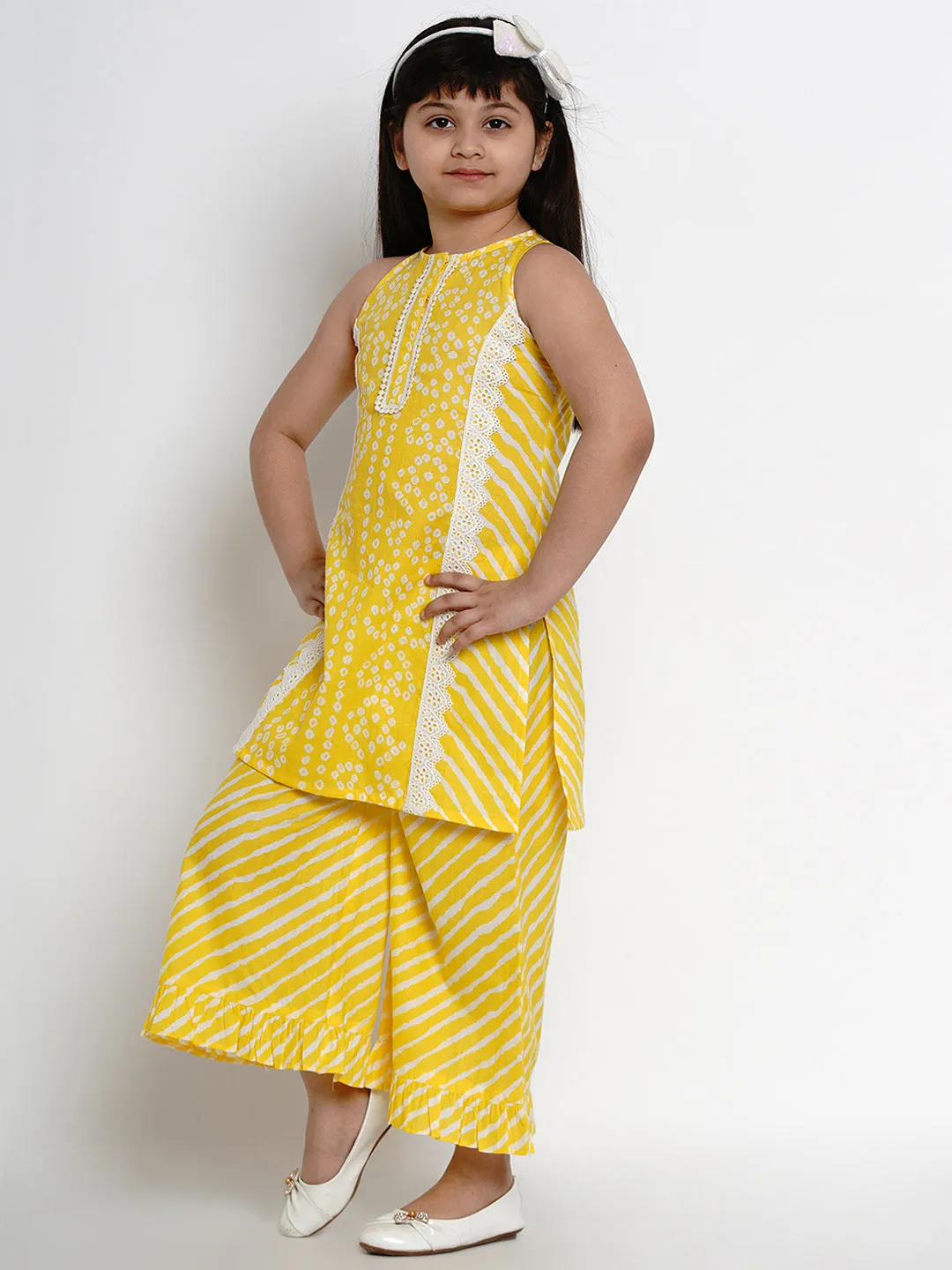 Yellow Bandhej Kurta & Palazzo