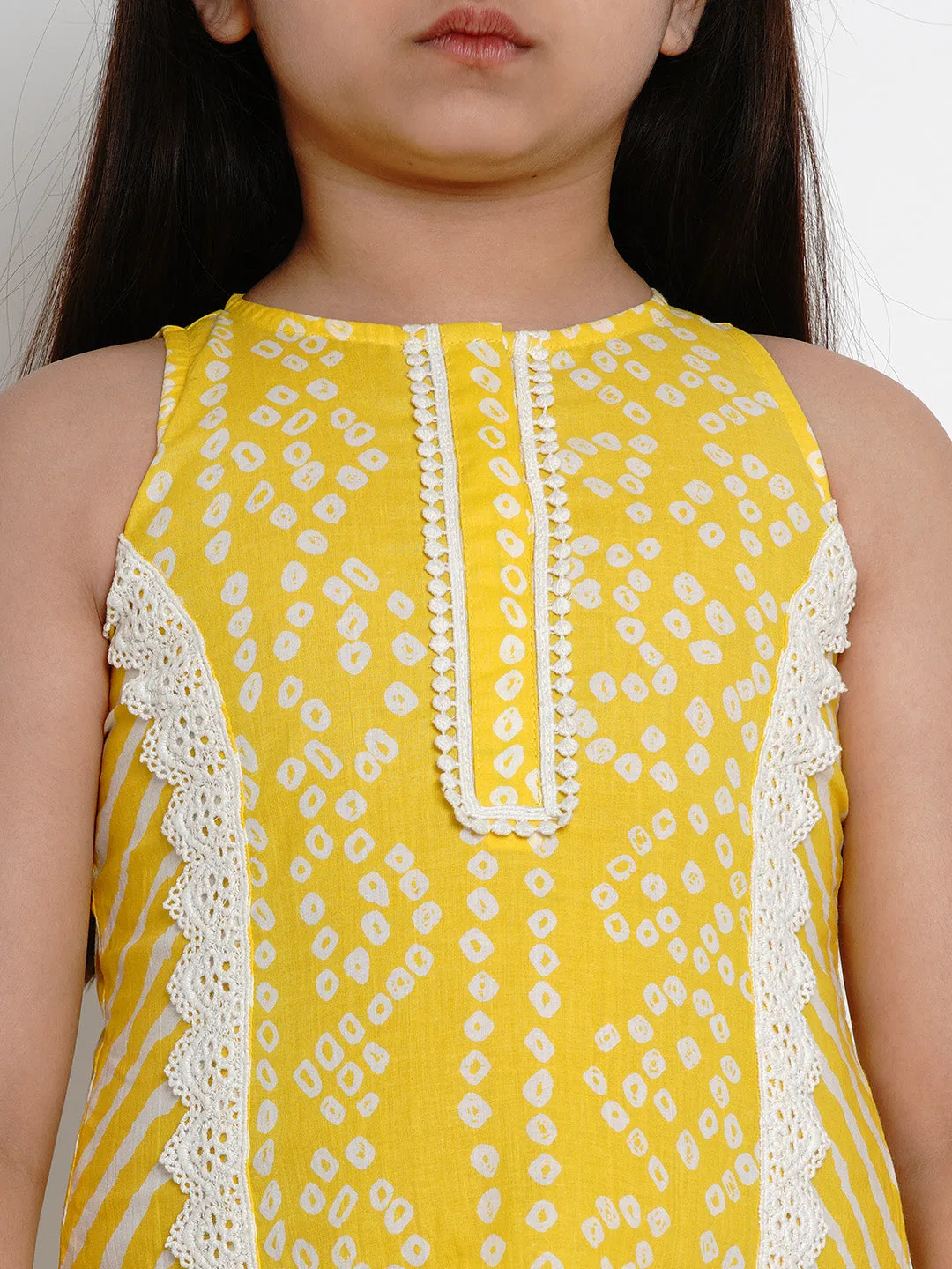 Yellow Bandhej Kurta & Palazzo