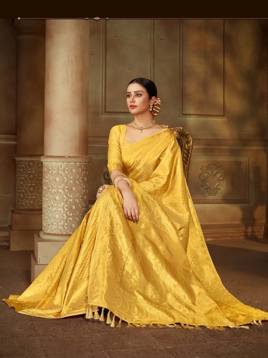 Yellow Saree in Pure Kanjeevaram Silk